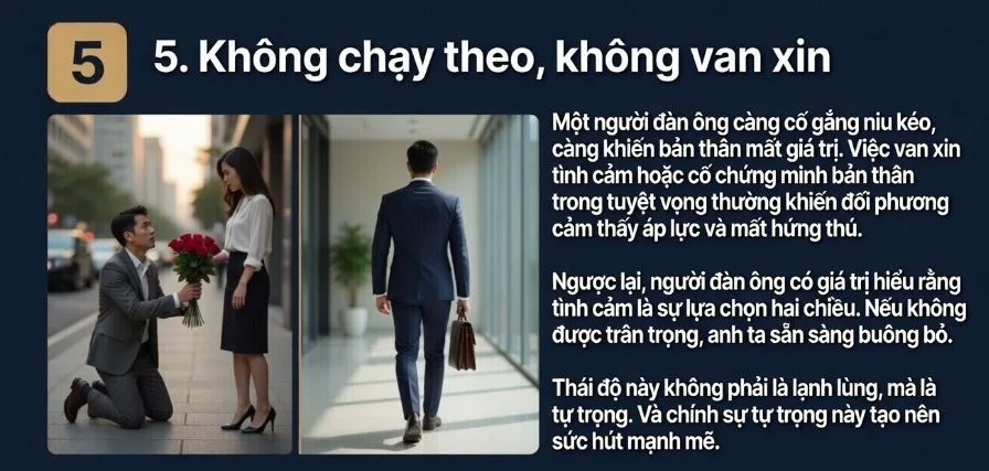 không chạy theo van xin